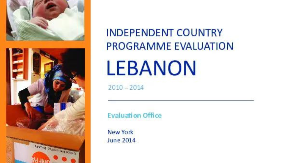 a visual with the text ' Independent country programme evaluation Lebanon 2010-2014'