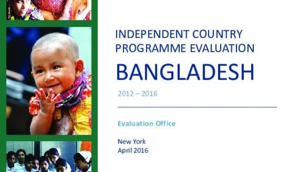 a visual with the text 'Independent country programme evaluation: Bangladesh (2012-2016)'