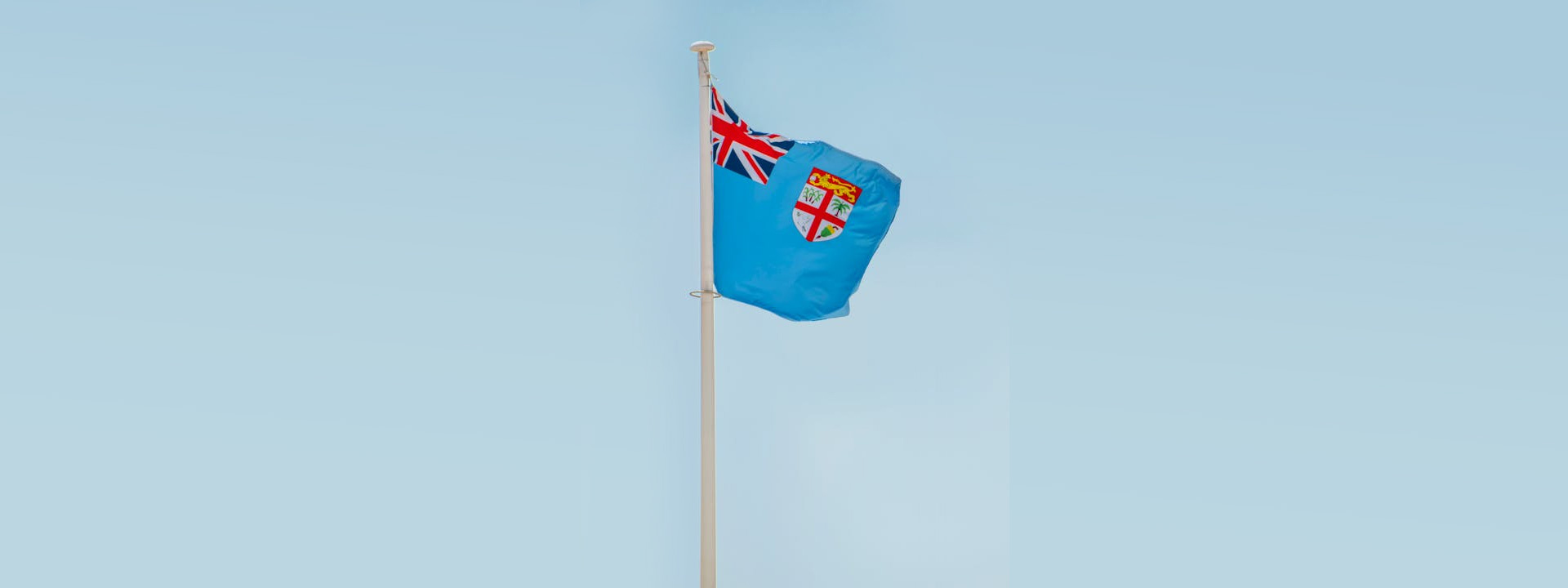 Fiji National Flag Swaying by the Wind
