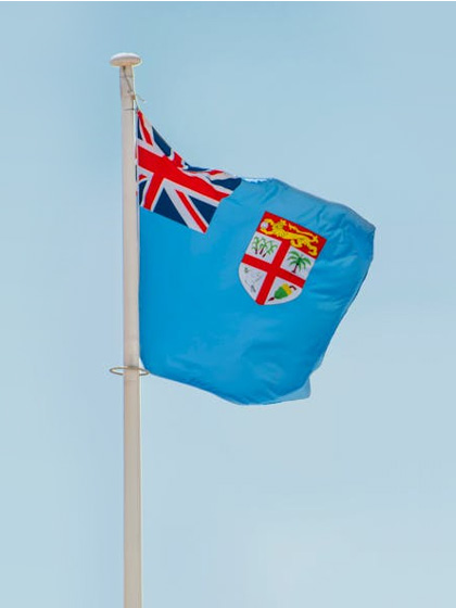 Fiji National Flag Swaying by the Wind