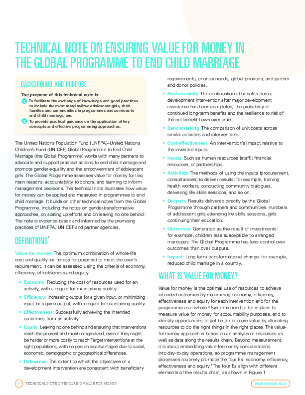 Technical Note on Ensuring Value for Money in the Global Programme to ...
