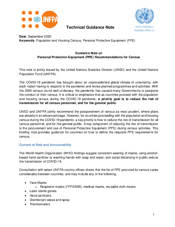 Guidance Note on Personal Protection Equipment (PPE)