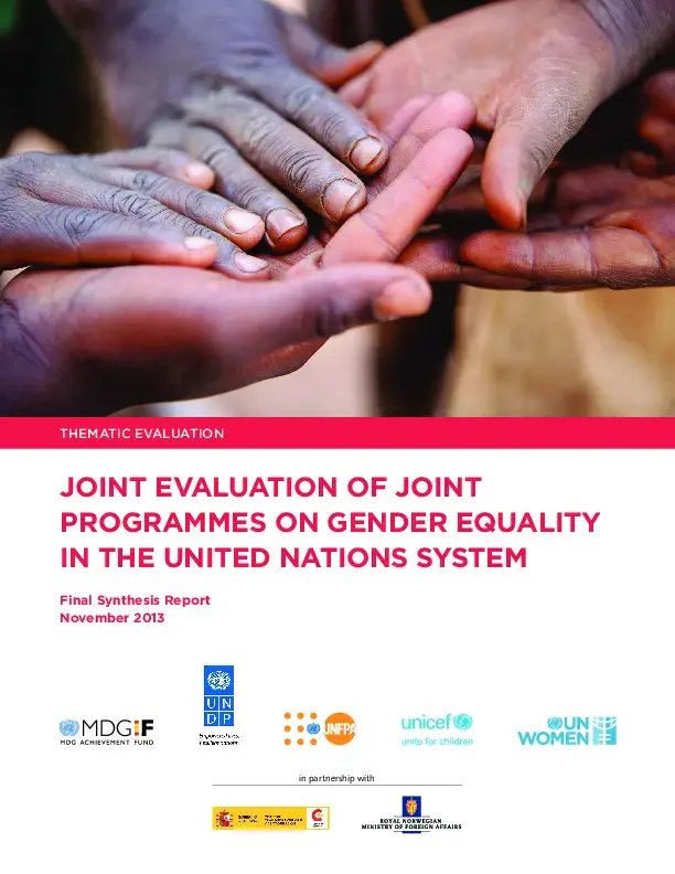 Joint Evaluation of Joint Gender Programmes in the UN System | UNFPA ...
