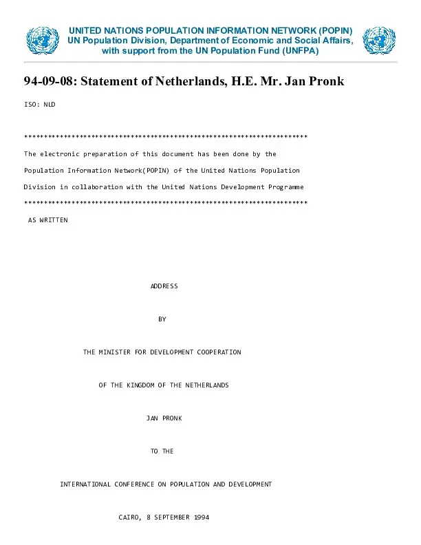 Statement of Netherlands | UNFPA Administrative Agent