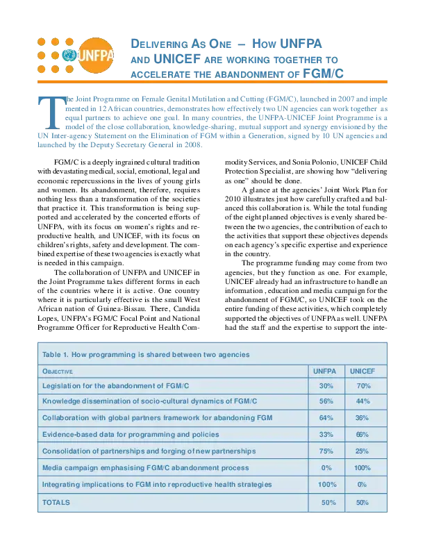Unfpos Delivering as one - How UNFPA and UNICEF are working together to ...